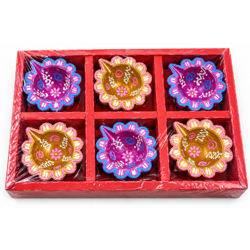 Fancy Diwali / Deepavali Rangoli Diya Small (Pack of 6)