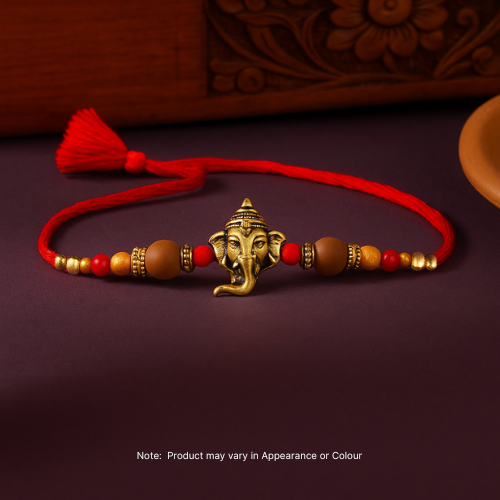 Free Blessed Ganesha Rudraksha Rakhi (GG-3005) (1pc)