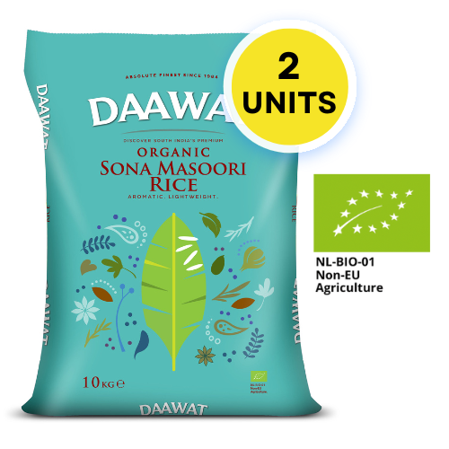 Daawat Organic Sona Masoori Rice (Bundle of 2 x 10kg) - 20Kg