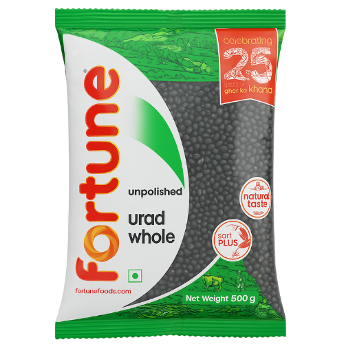 Fortune Urad Dal Whole With Skin / Urid Beans (500g)