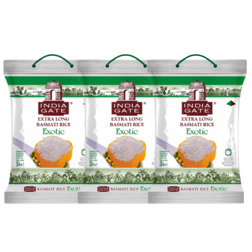 India Gate Exotic Basmati Rice (Bundle of 3 x 5kg) - 15kg