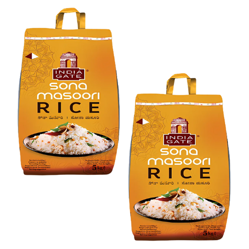 India Gate Sona Masoori Rice (Bundle of 2 x 5kg) - 10kg