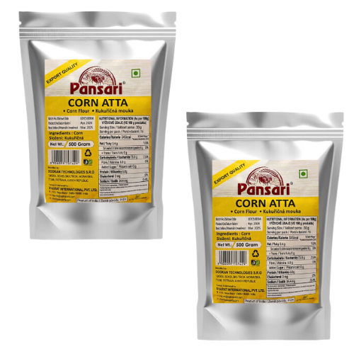 Pansari White Corn Flour (Bundle of 2 x 500g)