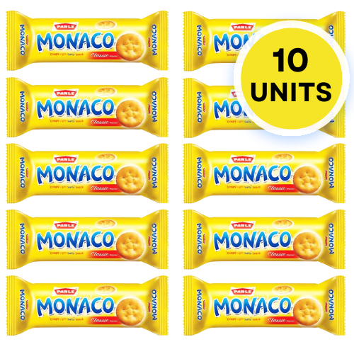 Parle Monaco Salty Biscuits (Bundle of 10 x 63g)
