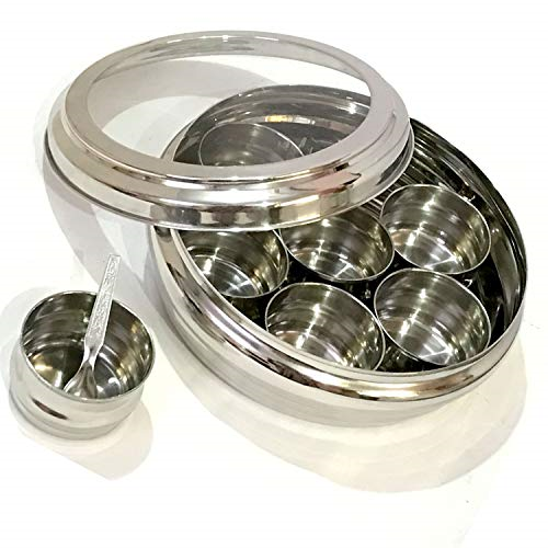 Spice Box Stainless Steel 12 Spices Indian Metal Spice Box Kitchen Storage  Containers /masala Box/storage Box/ Round Spice Box 