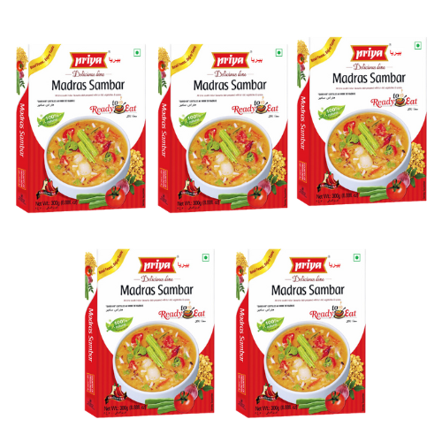 Priya Ready to Eat Madras Sambar (Bundle of 5 x 300g)