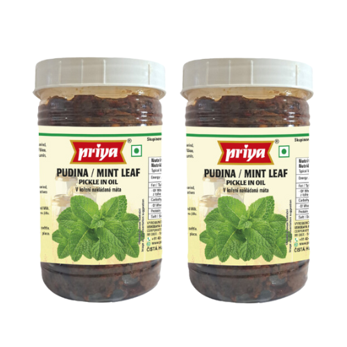 Priya Mint Leaf Pickle Without Garlic - PET JAR (Bundle of 2 x 300g)