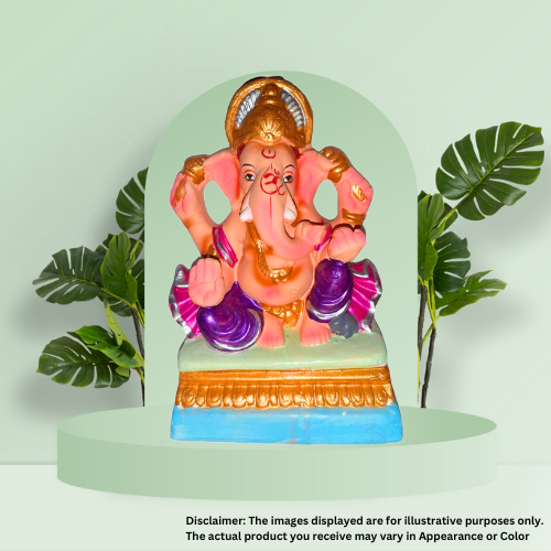 Mysore Chourang / Golden Crown Ganesh Idol Eco-Friendly 8inch (1pc)