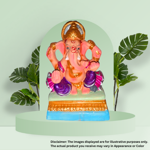 Mysore Chourang / Golden Crown Ganesha Idol Eco-Friendly 8inch (1pc)