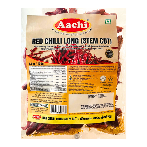 Aachi Dried Red Chillies Long Without Stem (100g)