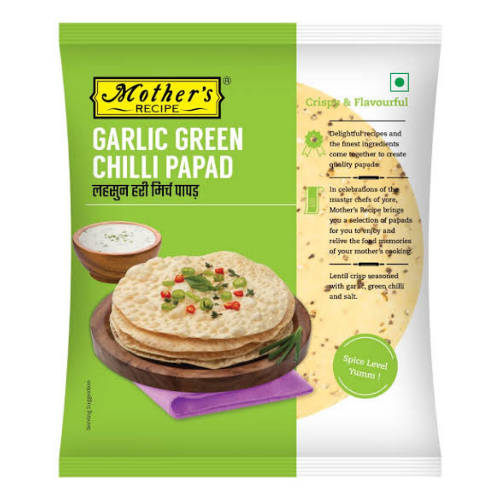 Mother's Recipe Garlic and Green Chilli Papad (200g) - Sale Item [BBD: 19 August 2023]