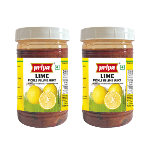 Priya Lime Pickle Without Garlic - PET JAR (Bundle of 2 x 300g)