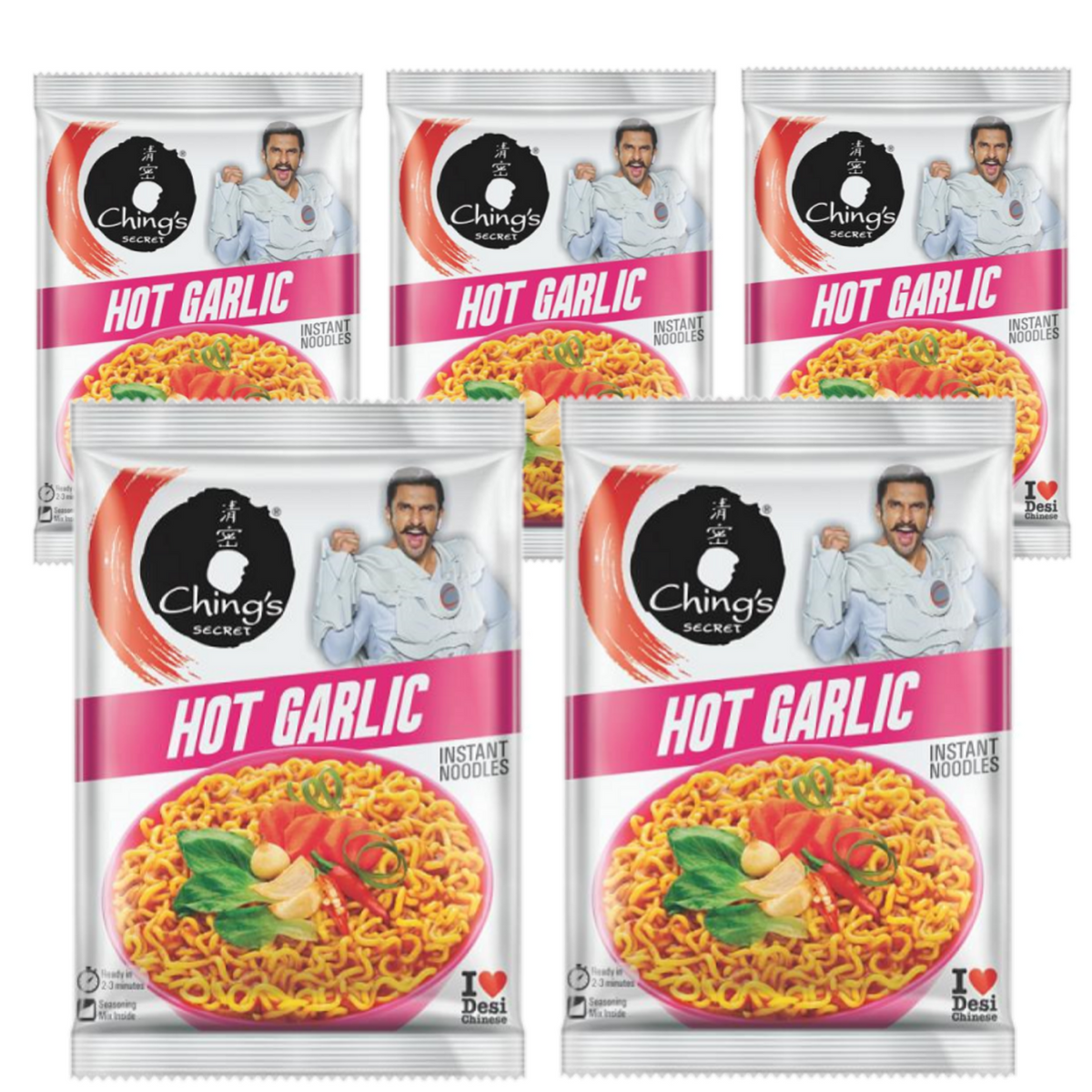 Chings Secret Hot Garlic Instant Noodles (Bundle of 5 x 60g) - Sale Item [BBD: 07 October 2026]