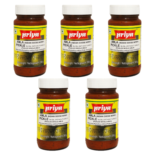 Priya Amla / Gooseberry Pickle without Garlic (Bundle of 5 x 300g)