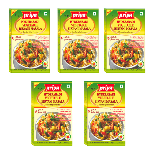 Priya Hyderabadi Vegetable Biryani Masala (Bundle of 5 x 50g)