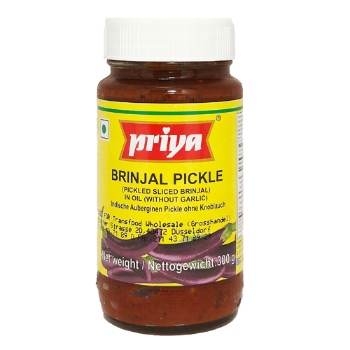 Buy 1 Get 1 FREE –  Priya Brinjal Pickle Without Garlic (300g) - Sale Item [BBD: 04 November 2025]