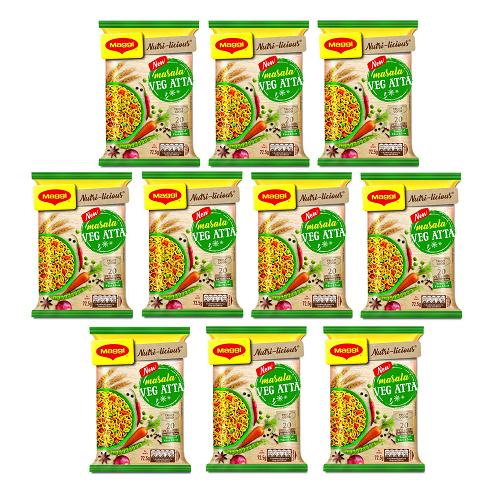 Maggi Veg Atta Noodles (Bundle of 10 x 75g) - Sale Item [BBD:10 January 2026]