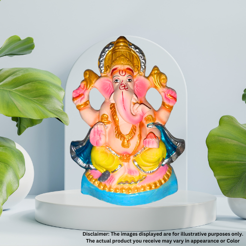 Titwala / Golden Crown Ganesh Idol Eco-Friendly 8inch (1pc)