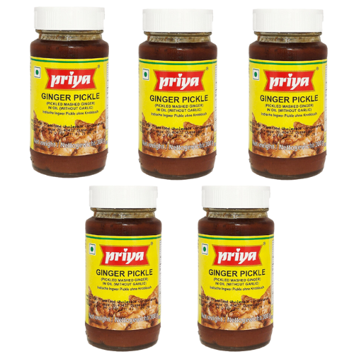 Priya Ginger Pickle without Garlic (Bundle of 5 x 300g)