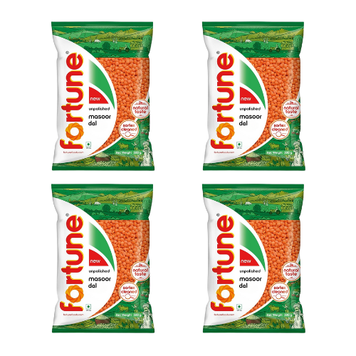 Fortune Red Lentils / Masoor Split (Bundle of 4 x 500g) - 2Kg