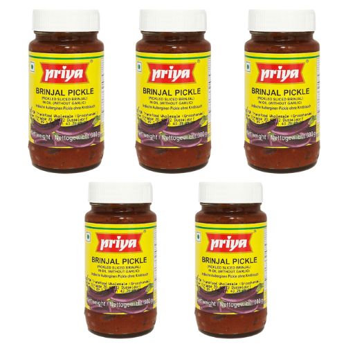 Priya Brinjal Pickle Without Garlic (Bundle of 5 x 300g)