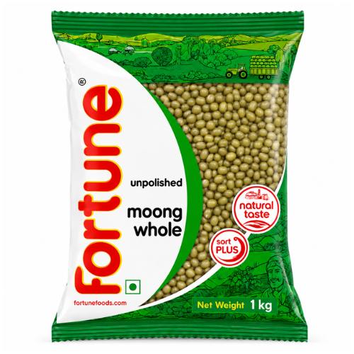 Fortune Moong Dal Whole / Mung Beans With Skin (1kg)