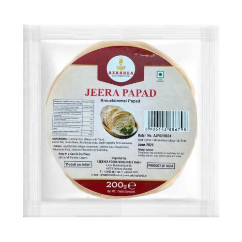 Aekshea Papad / Papadum - Cumin (Jeera) (200g)