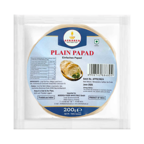 Buy Aekshea Plain Papad / Papadum (200g) Online at Best Price in Europe