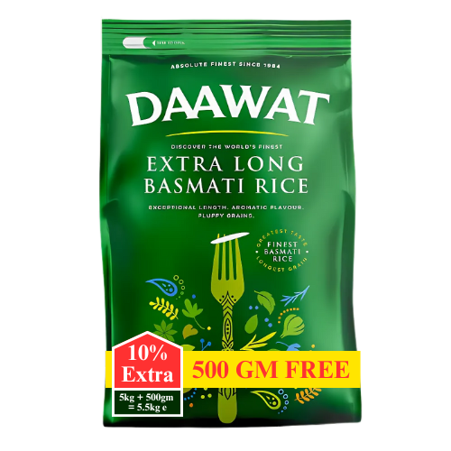 Daawat Extra Long Basmati Rice (5kg) + 10% Extra - Damaged Packing!!!