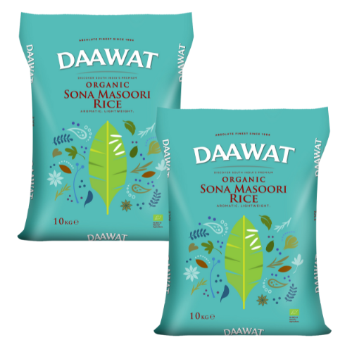 Daawat Organic Sona Masoori Rice (Bundle of 2 x 10kg) - 20Kg