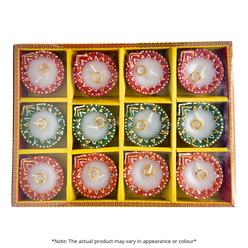 Fancy Diwali / Deepavali wax Diya Small (Pack of 12 ) - [D216] (1pc)