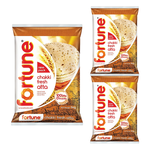 Fortune Chakki Atta / Whole Wheat Flour (Bundle of 3 x 5kg) - 15kg Export Pack !!