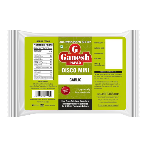 Gansesh Mini Urid Garlic Papad (150g)