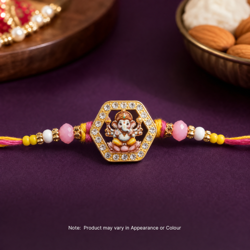 Pink Hexagon Ganesha Rakhi (1pc)