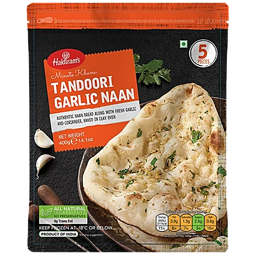 Haldiram's Tandoori Garlic Naan (400g) - Frozen Item !!!