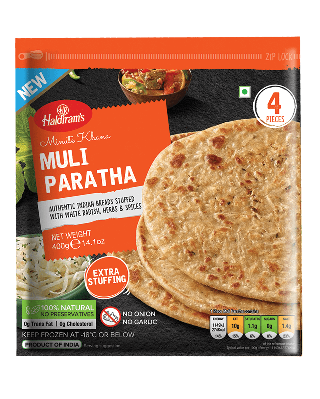 Haldiram's Muli Paratha (400g) - Frozen Item !!!