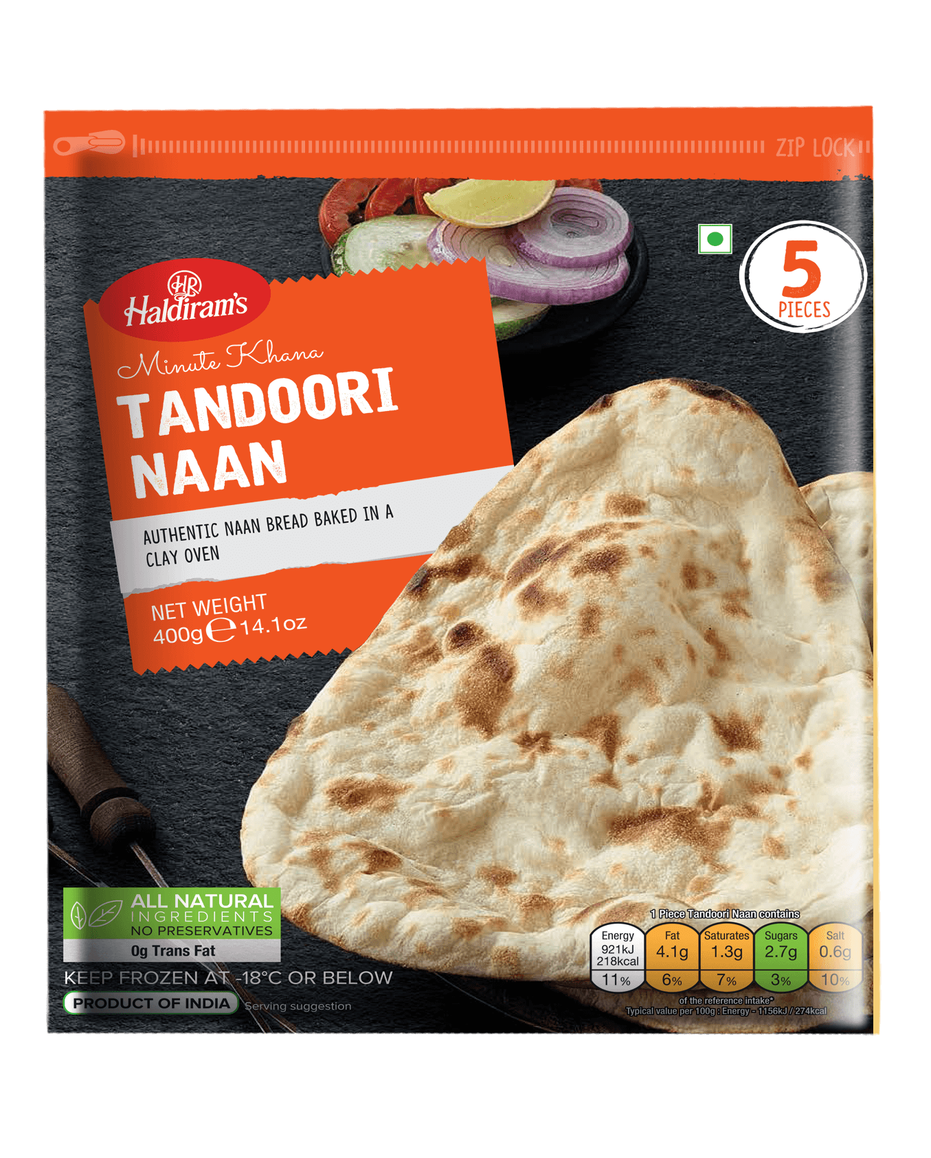 Haldiram's Tandoori Naan (400g) - Frozen Item !!!