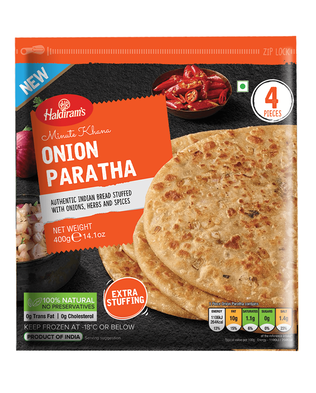 Haldiram's Onion Paratha (400g) - Frozen Item !!!