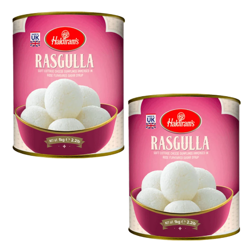 Haldiram's Rasgulla In Tin (12pcs) - (Bundle of 2 x 1Kg)