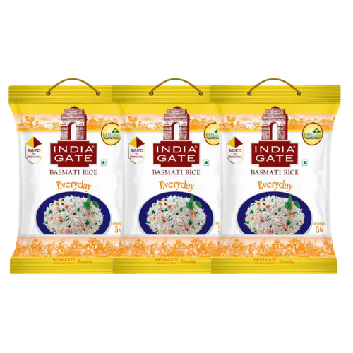 India Gate Everyday Basmati Rice (Bundle of 3 x 5kg) - 15kg