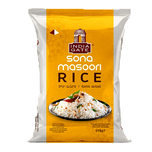 India Gate Sona Masoori Rice (10kg) - Damaged Packaging