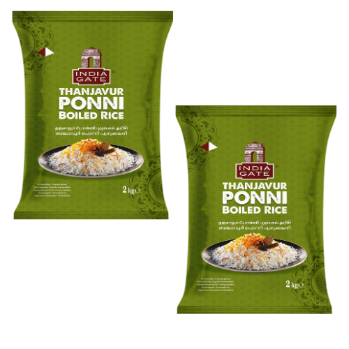India Gate Ponni Boiled Rice (Bundle of 2 x 2kg) - 4kg