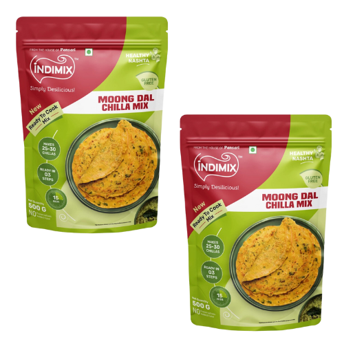 Indimix Moong Dal Chilla Mix (Bundle of 2 x 500g)