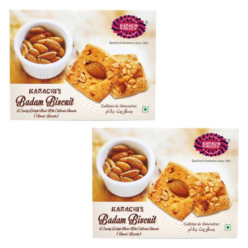 Karachi Bakery Badam Vegan Biscuits (Bundle of 2 x 400g)