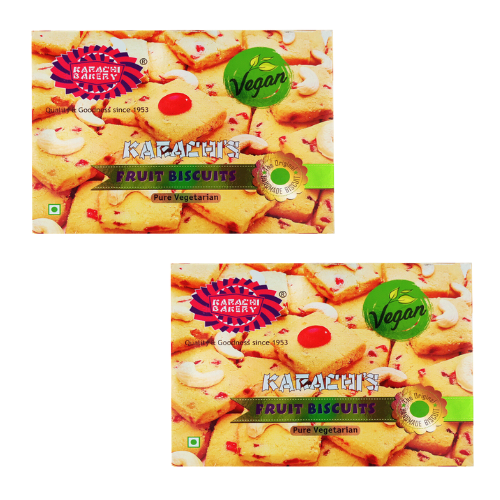 Karachi Bakery Fruit Vegan Biscuits (Bundle of 2 x 400g)