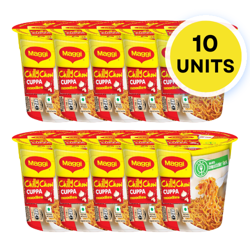 Maggi Chilly Chow Cuppa Noodles (Bundle of 10 x 70g) - Sale Item [BBD: 28 February 2025]