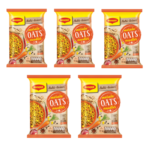 Maggi Nutri-Licious Masala Oats Noodles (Bundle of 5 x 72.5g) - Sale Item [BBD: 29 February 2024]