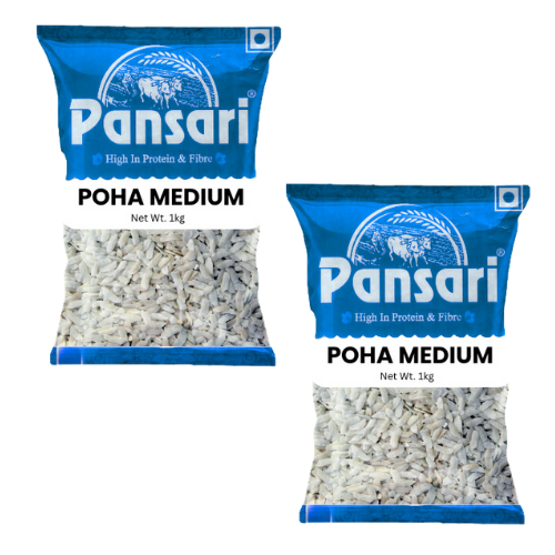 Pansari Poha / Powa / Flattened Rice - Medium (Bundle of 2 x 1Kg)