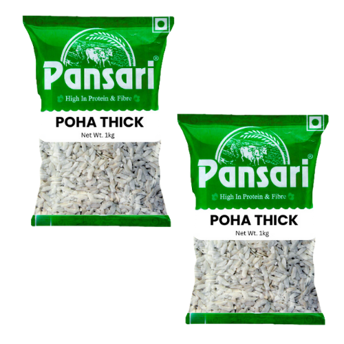 Pansari Poha / Powa / Flattened Rice - Thick (Bundle of 2 x 1kg)