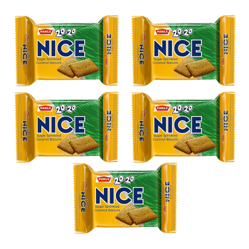 Parle 20-20 Nice Coconut Biscuit (Bundle of 5 x 75g)